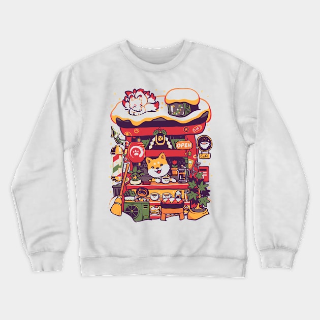 Cozy Cafe Crewneck Sweatshirt by Pixeleyebat